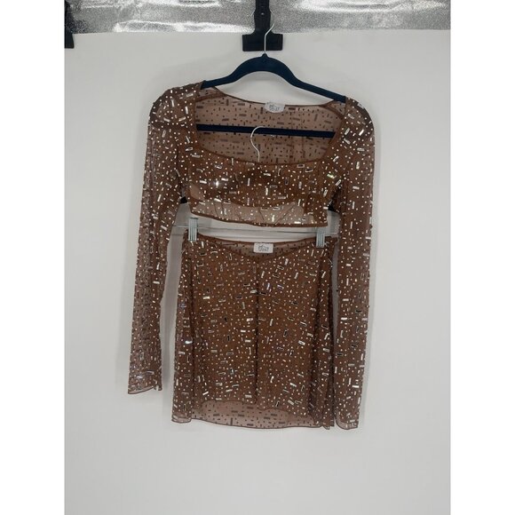 Oh Polly Guilia Long Sleeve Crop Thalassa v waist skirt embellished Set *Read* - Picture 1 of 8